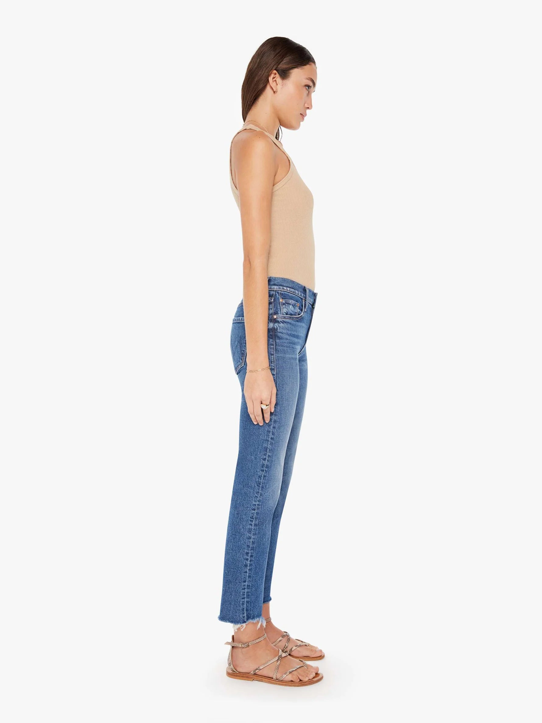 Mother Denim Mid Rise Rider Ankle Fray Jean - Local Charm