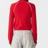 Bassike Piping Detail Zip Up Knit in Red