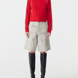 Bassike Piping Detail Zip Up Knit in Red