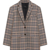 Anine Bing Quinn Blazer in Beige and Navy Checks