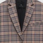 Anine Bing Quinn Blazer in Beige and Navy Checks - styled look