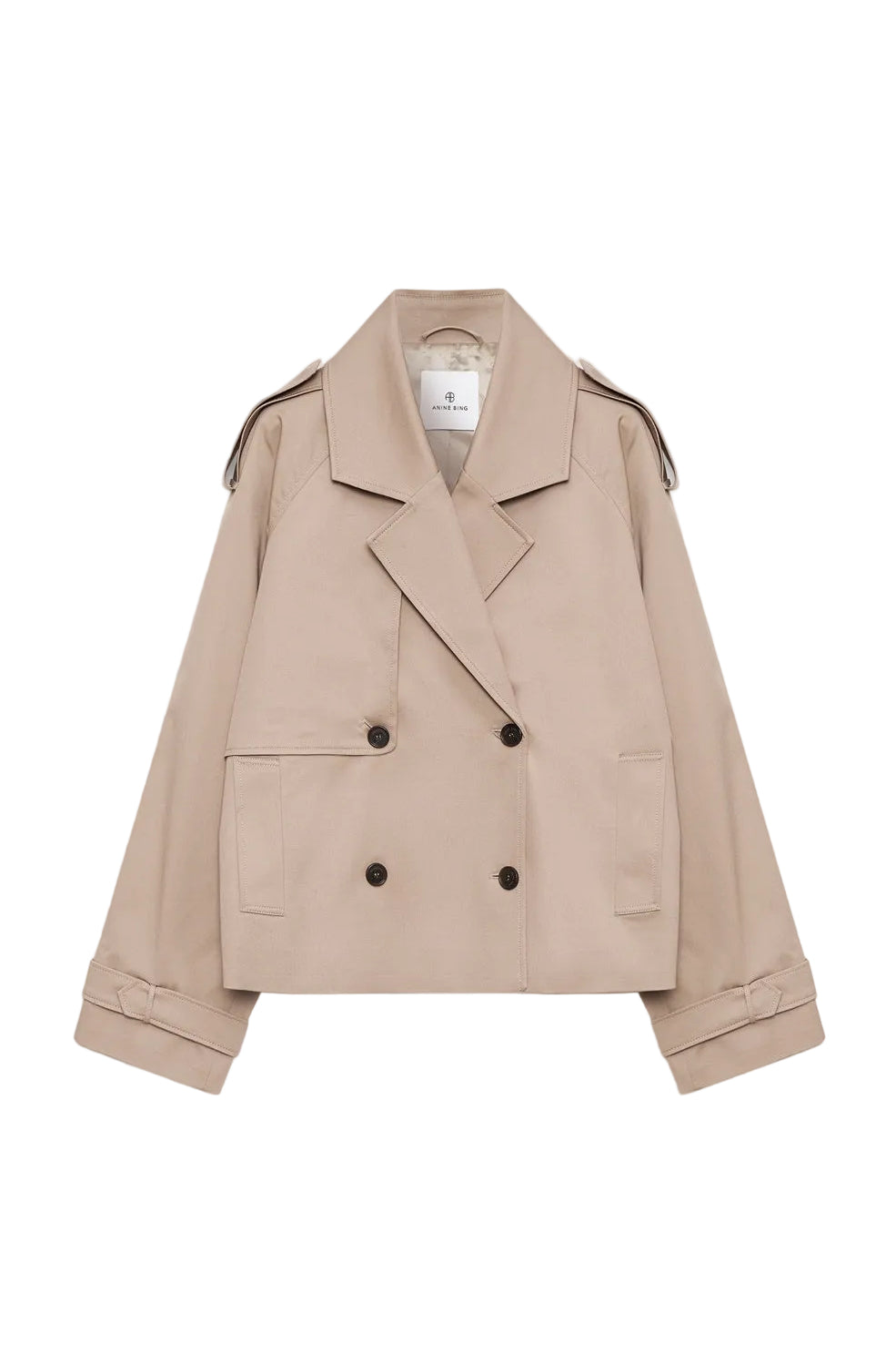 Anine Bing Rickie Cropped Trench in Beige