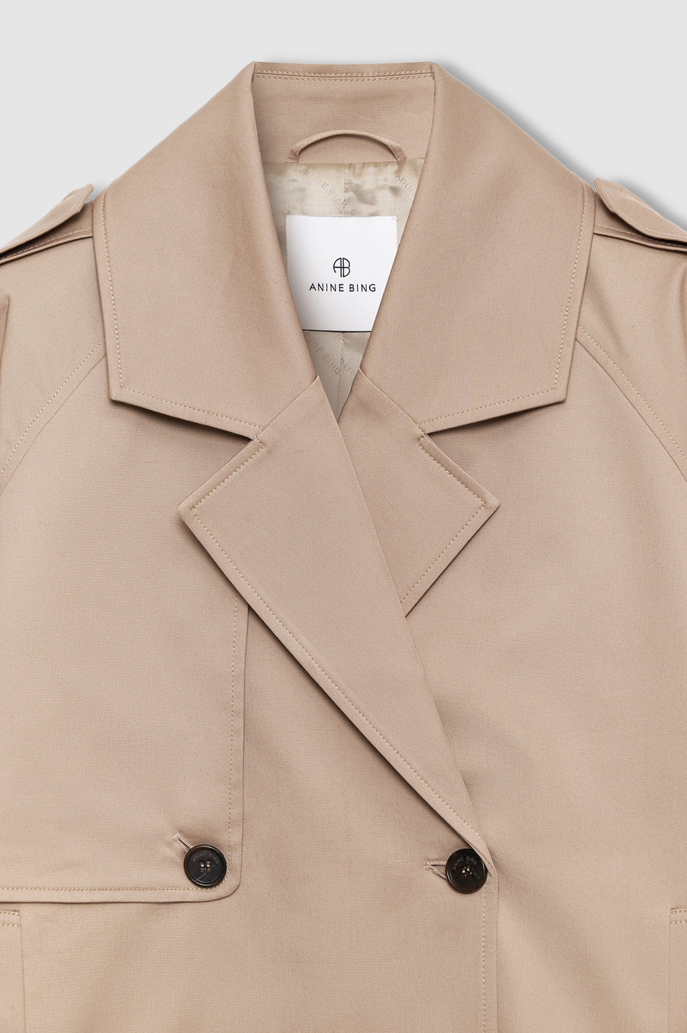 Anine Bing Rickie Cropped Trench in Beige - outfit inspiration