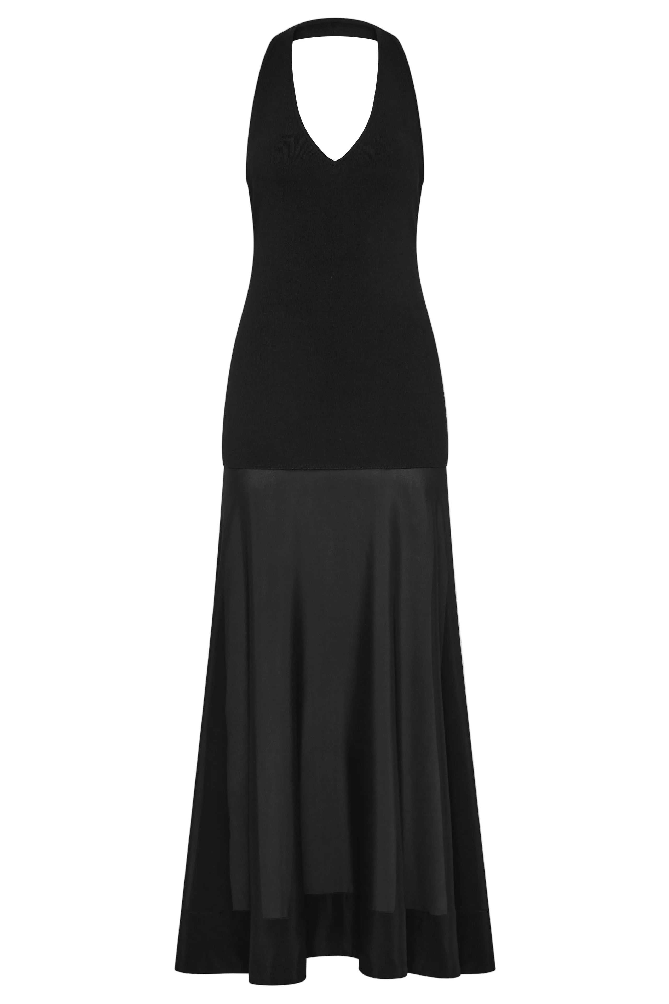 St Agni Circle Hem Halter Dress in Black