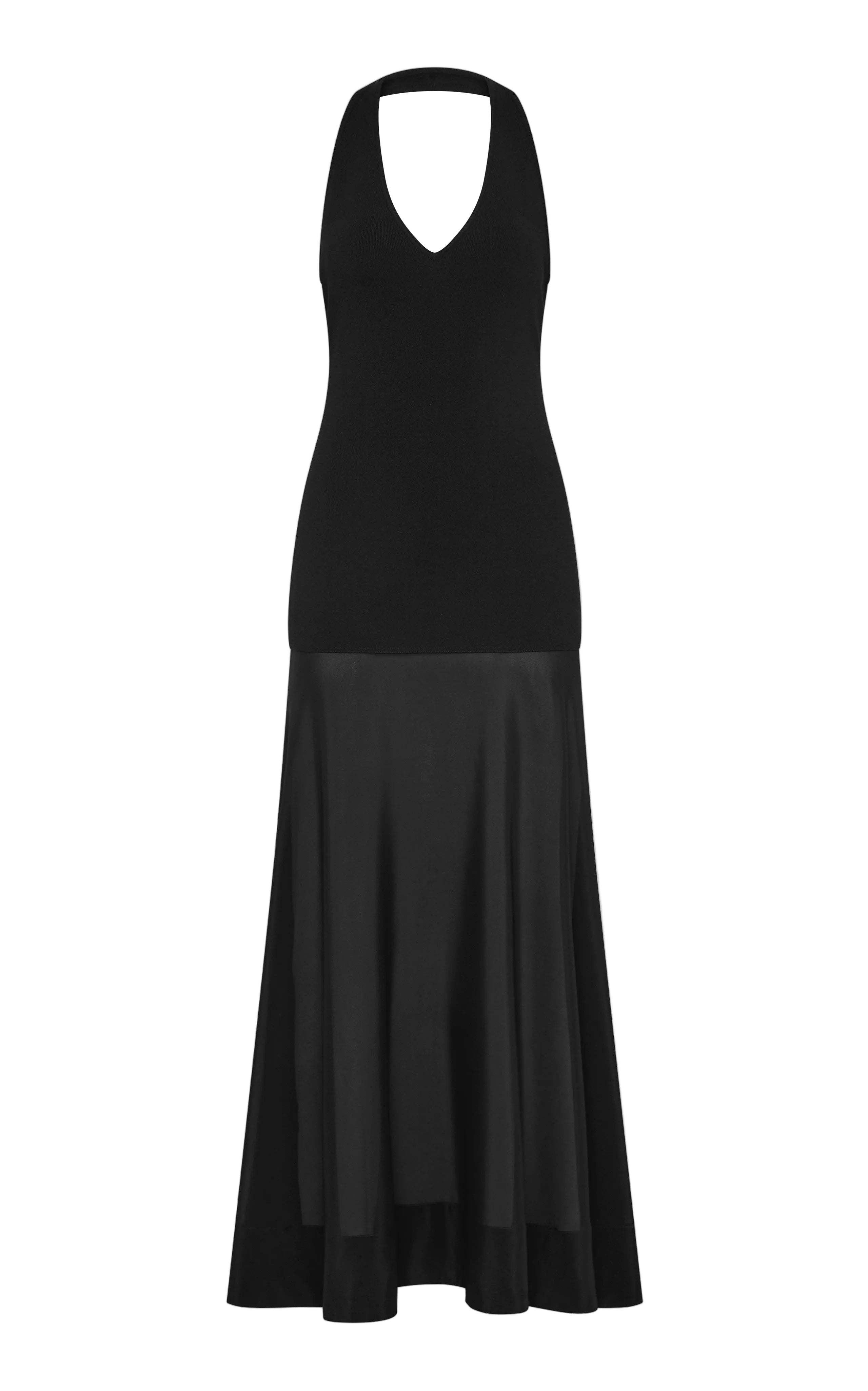 St Agni Circle Hem Halter Dress in Black