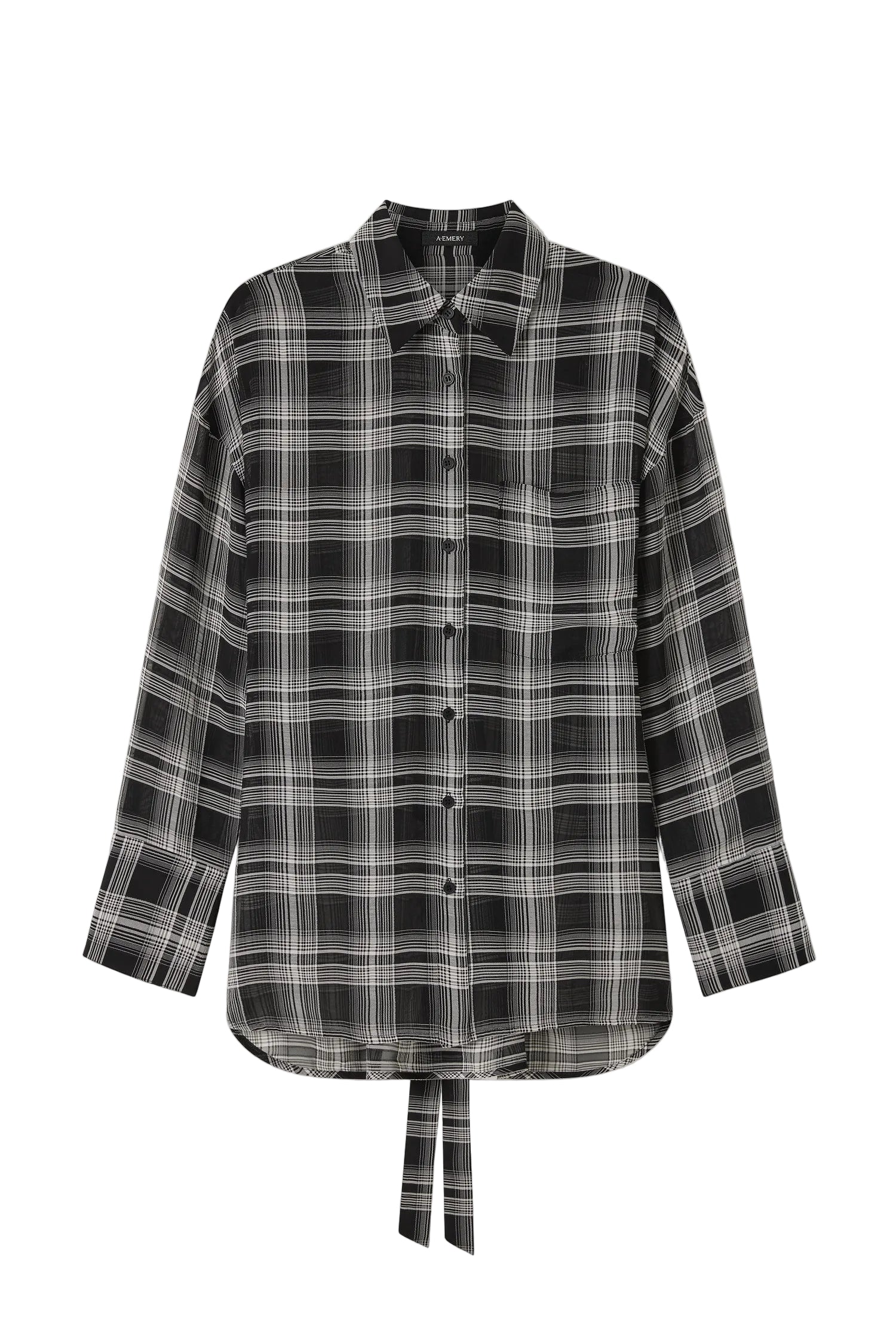 A Emery Joyse Sheer Shirt in Black And White Check