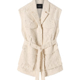 A Emery Jakob Vest in Creme Jacquard