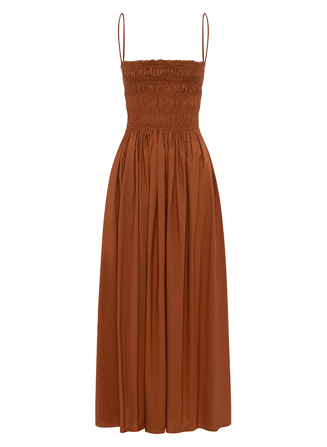 Matteau Shirred Bodice Dress in Garnet