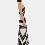 Sir Pietra V Neck Slip Dress in Milano Nero