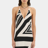 Sir Pietra V Neck Slip Dress in Milano Nero