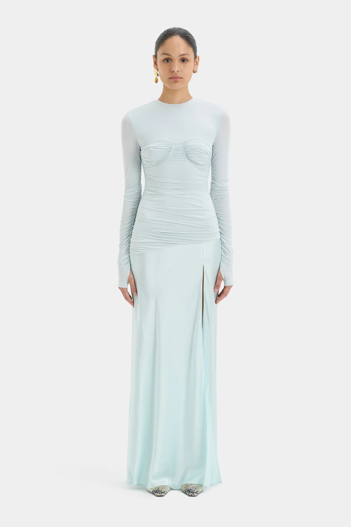 SIR. Alessia Draped Gown - Ice Blue