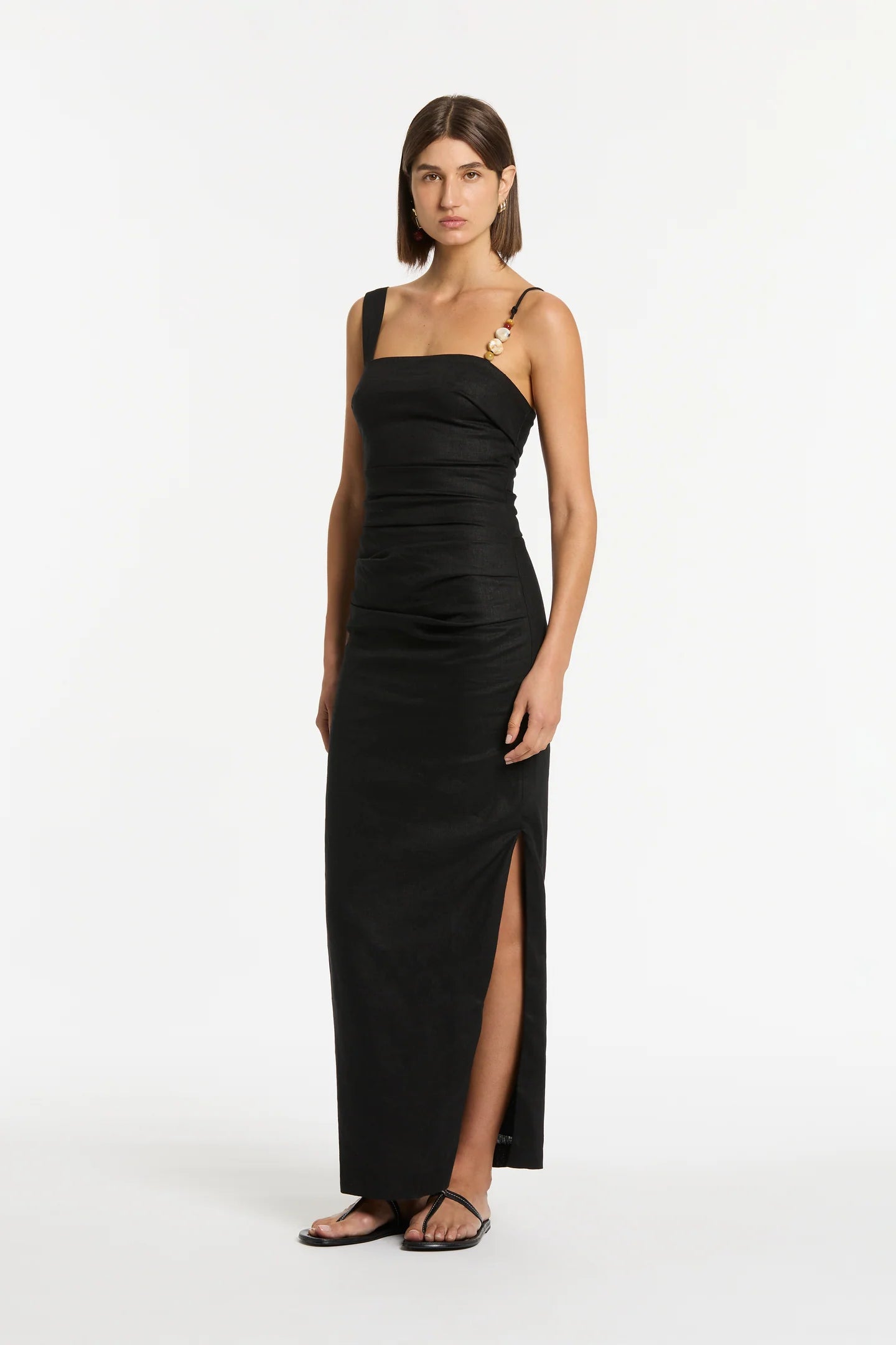 SIR. Antonia Beaded Midi Dress - Black