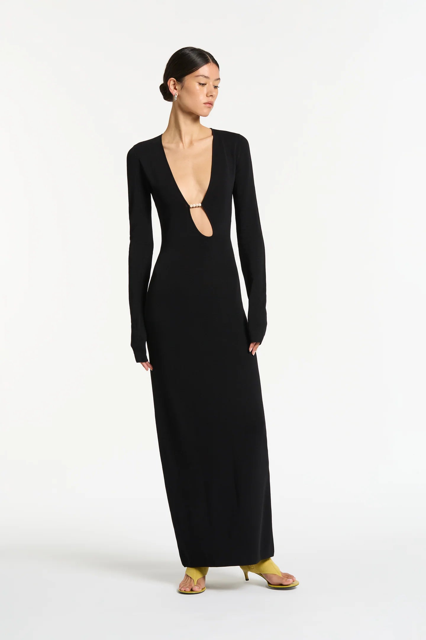 SIR. Kinetic Beaded Long Sleeve Maxi Dress - Black