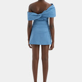 Jones Off Shoulder Mini Dress | Washed Blue