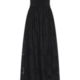 Matteau Strapless Knit and Broderie Dress in Black