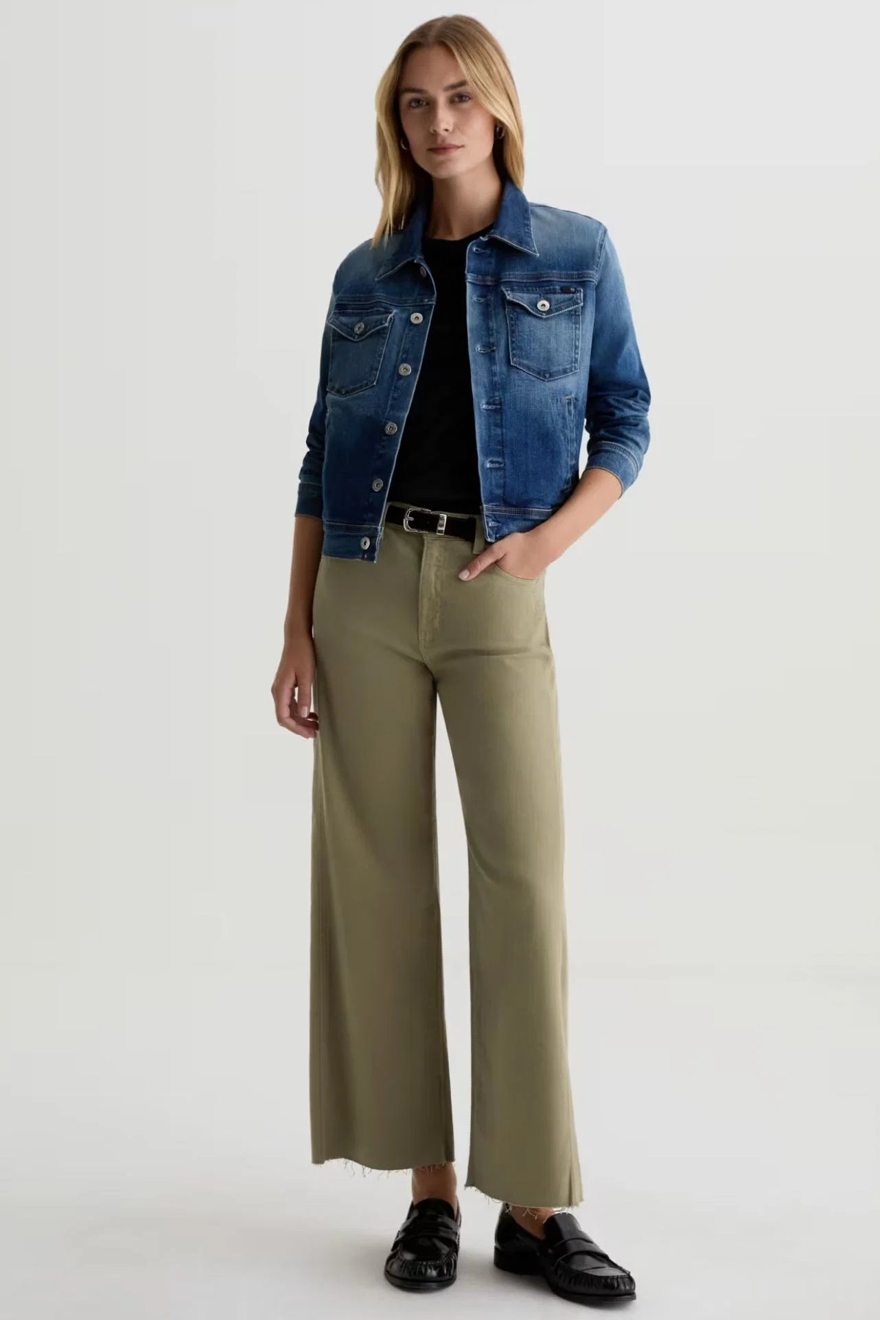 AG Jeans Saige Wide Leg Crop in Rosemary - side view