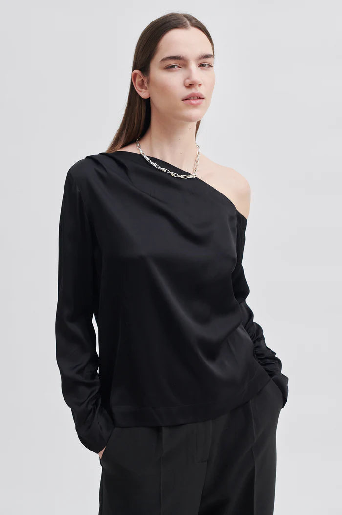 Second Female Galeries One Shoulder Blouse - Black