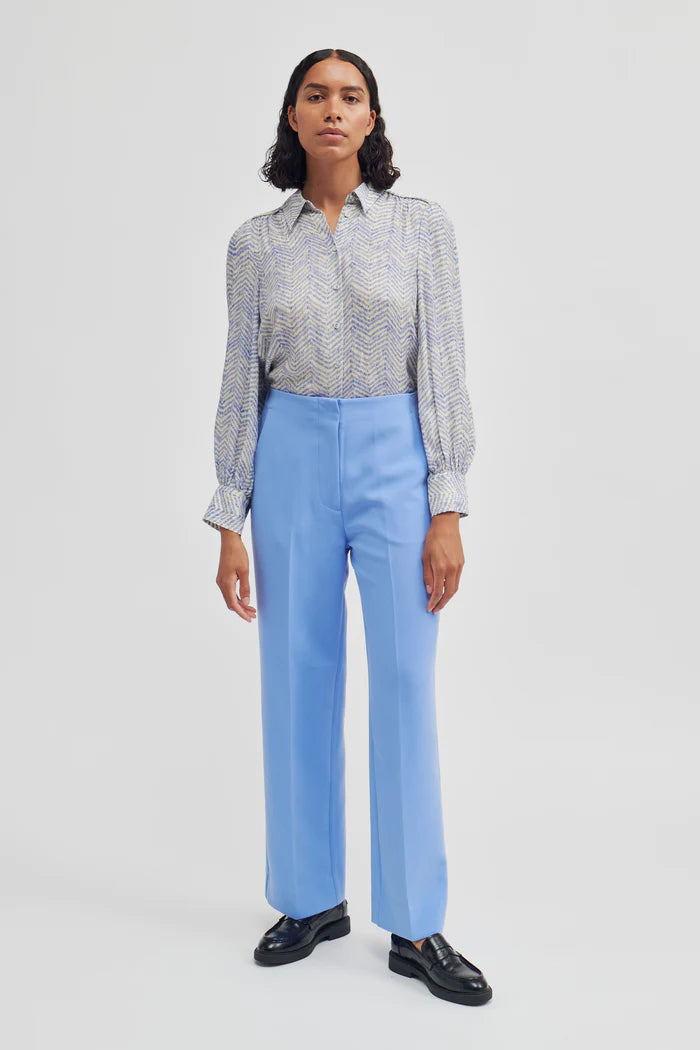 Second Female Levien Classic Trousers - Cornflower Blue | Denim Iniquity