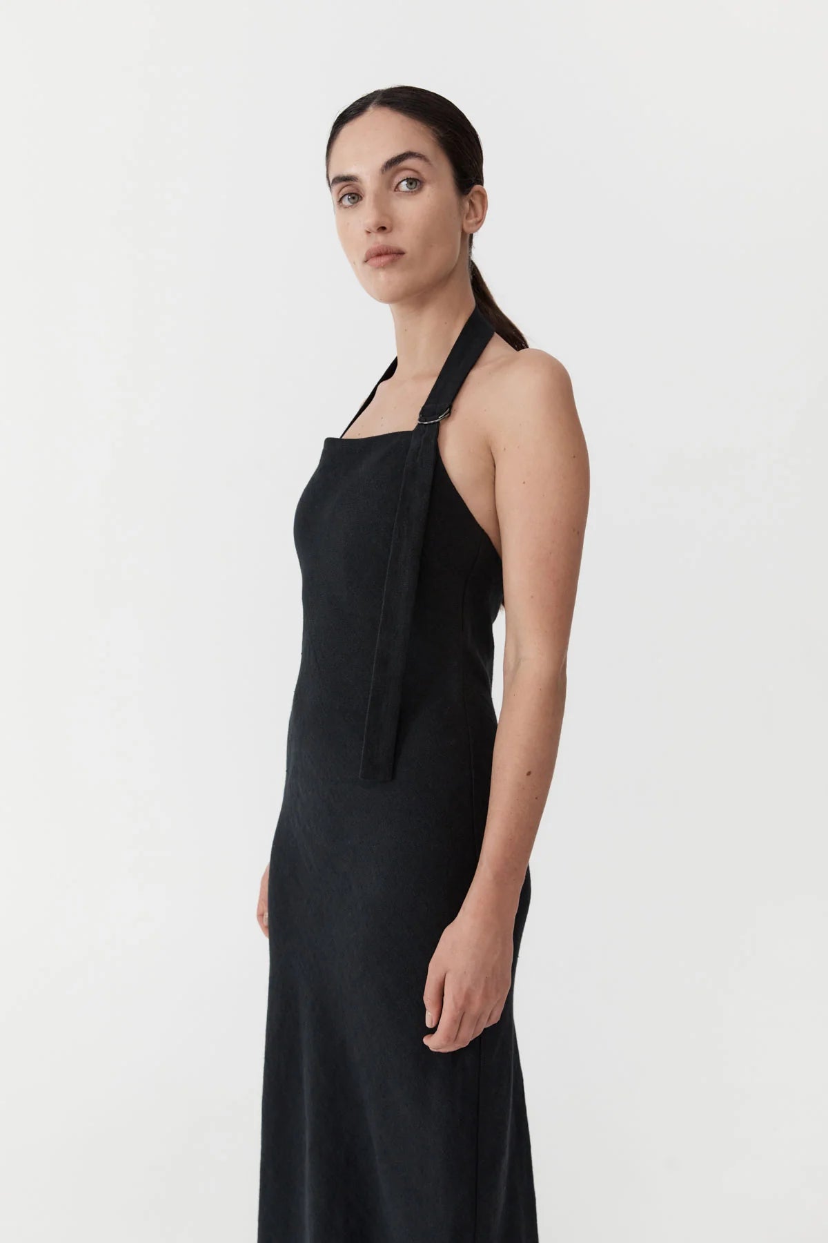 St.Agni Linen Bias Maxi Dress - Black