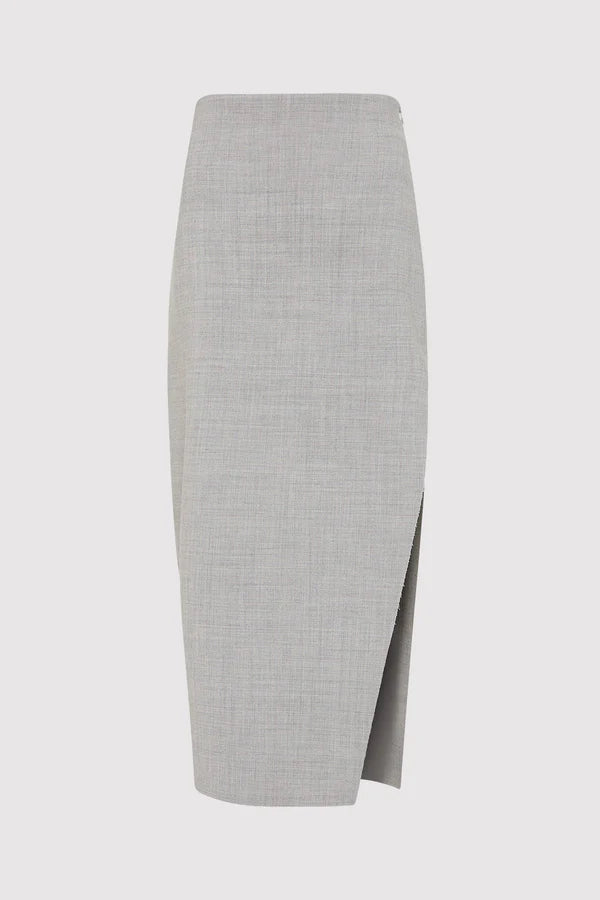 St.Agni Raw Hem Midi Skirt - Heather Grey