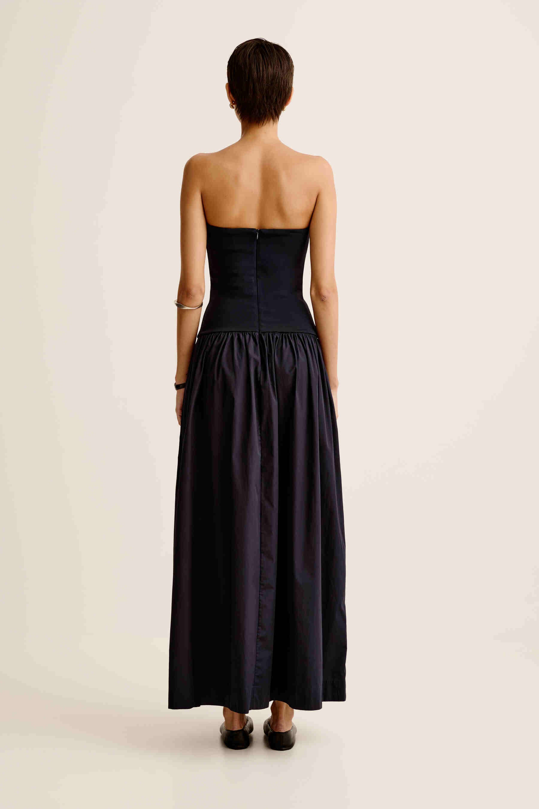 Strapless Knit Cotton Dress | French Navy