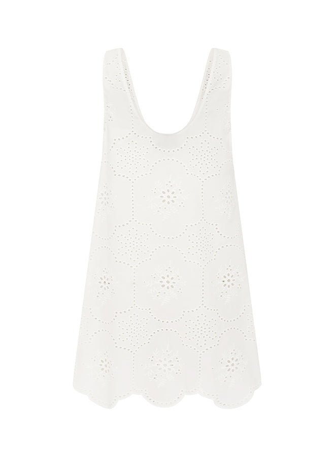 Matteau Broderie Tank Mini Dress in White