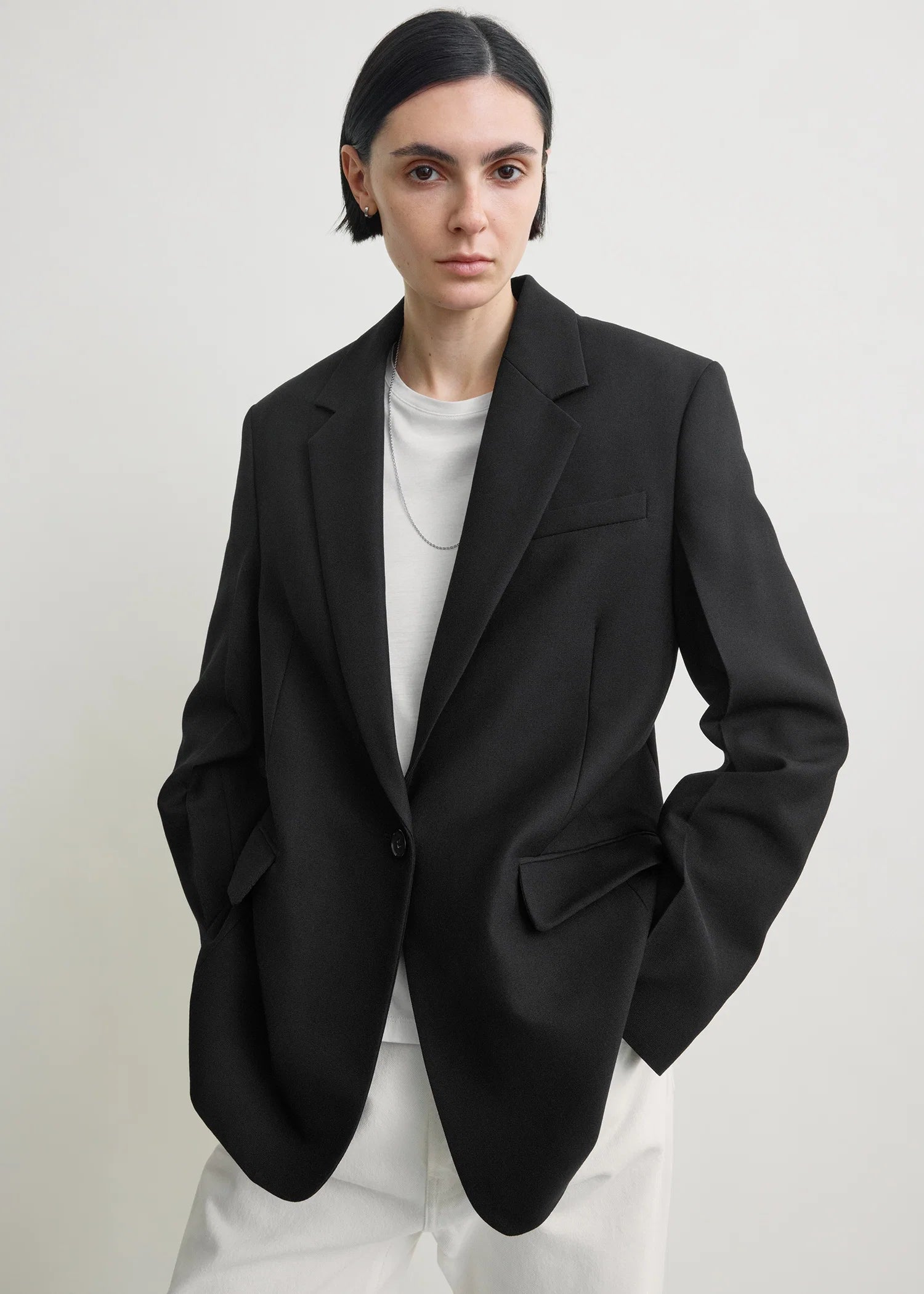 Toteme Tailored Blazer in Black - side view