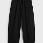 Toteme Drawstring Cotton Trousers in Black