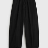 Toteme Drawstring Cotton Trousers in Black