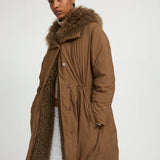 Yves Salomon Down Coat 105cm in Date Brown