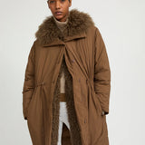 Yves Salomon Down Coat 105cm in Date Brown