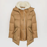 Yves Salomon Down Coat 76cm in Camel