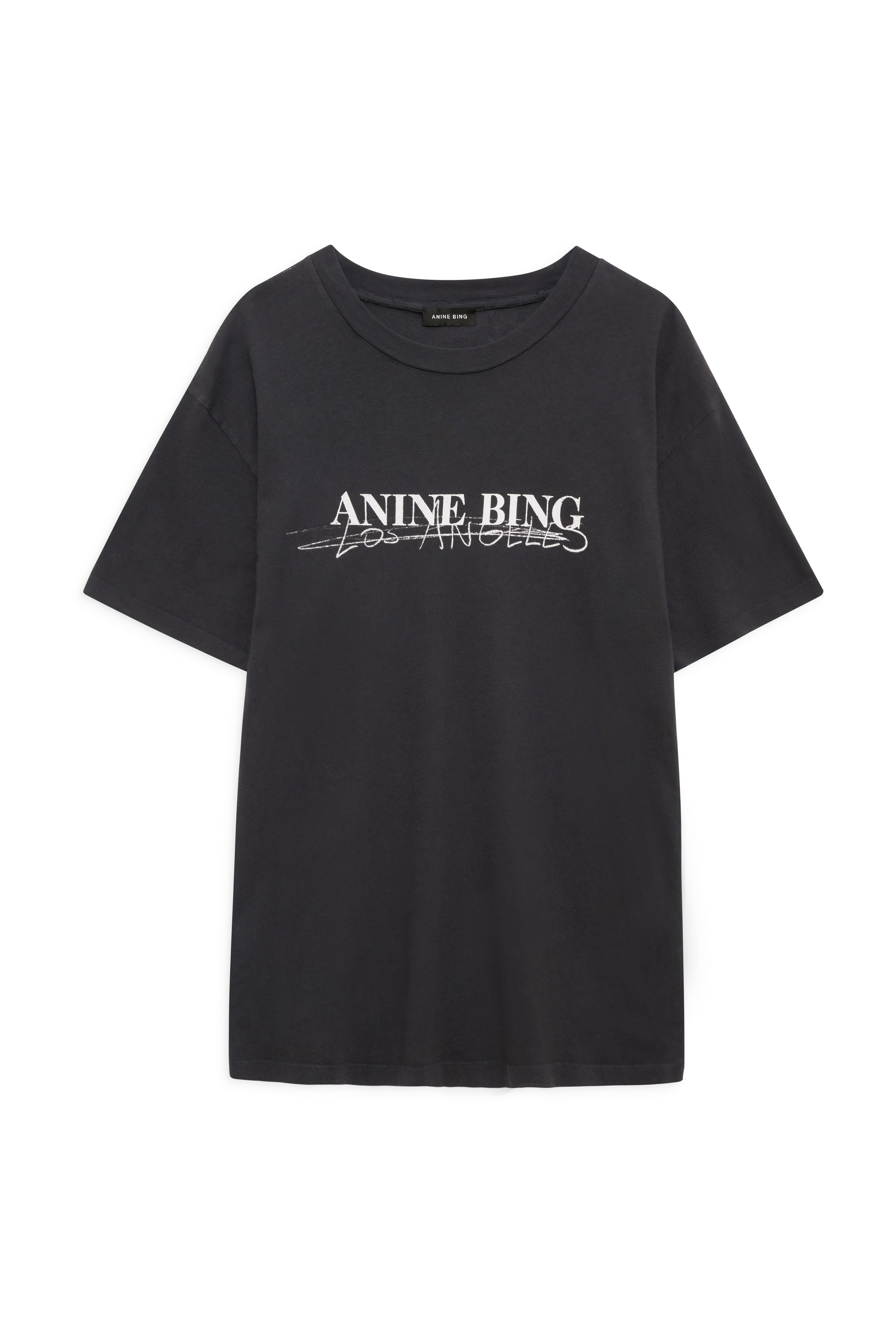 Anine Bing Walker Tee Doodle Vintage Black Denim Iniquity