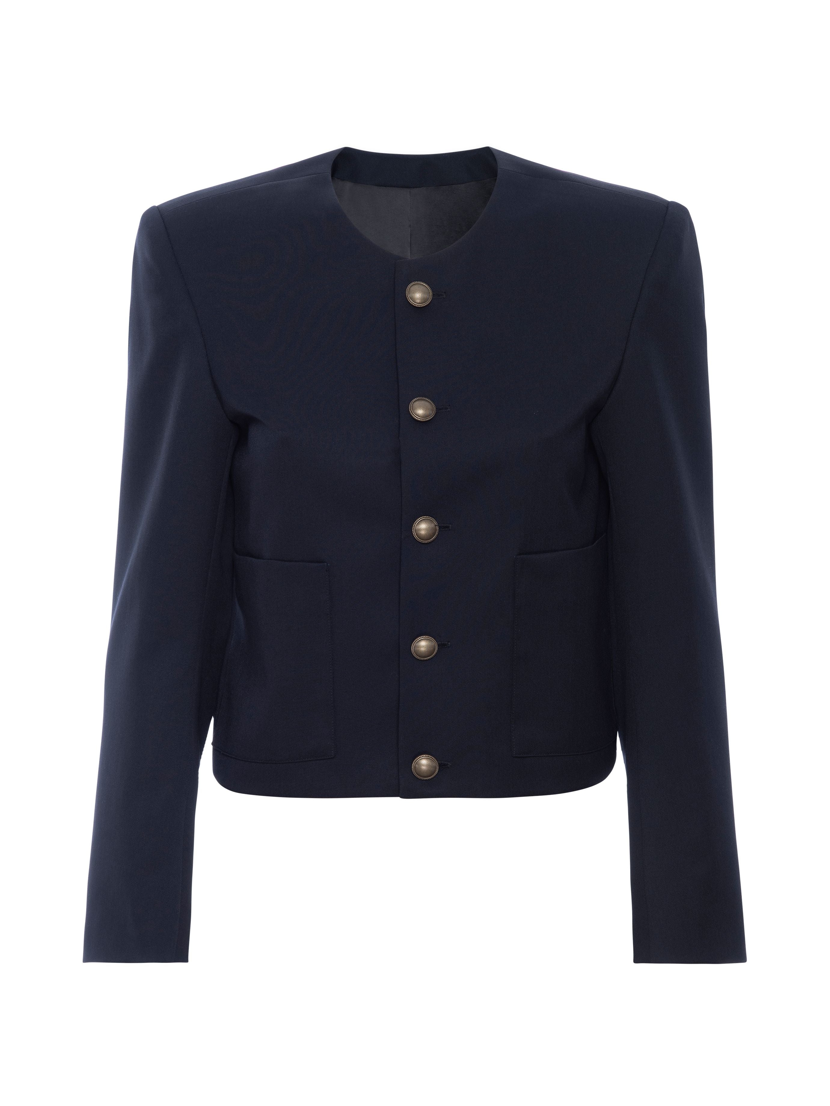 Frame Button Front Jacket - Navy