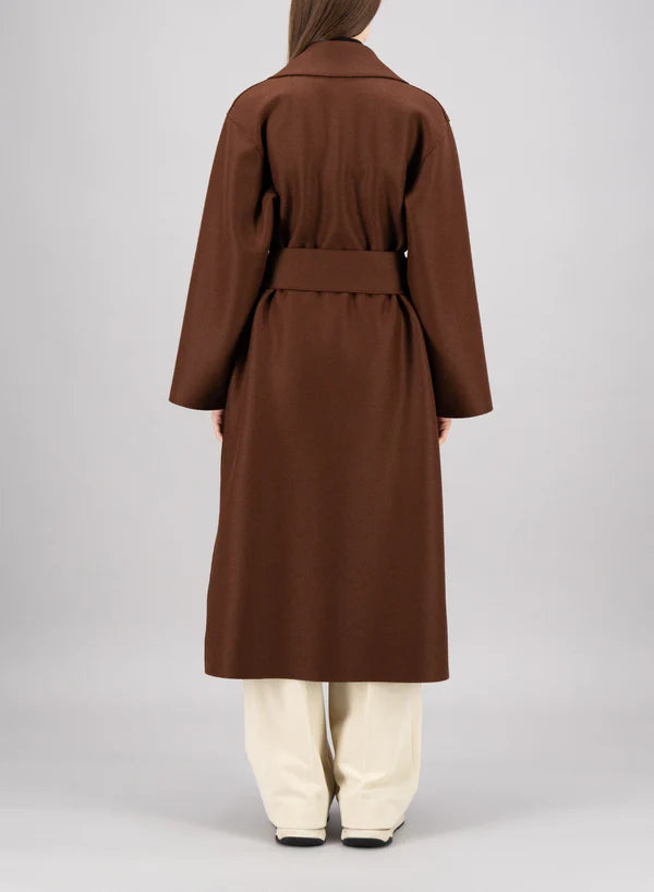Harris Wharf London Belted-waist Wool Trench Coat In Almond
