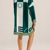 Ilio Nema Artemis Shirt in Green Sarong Voile - detail view