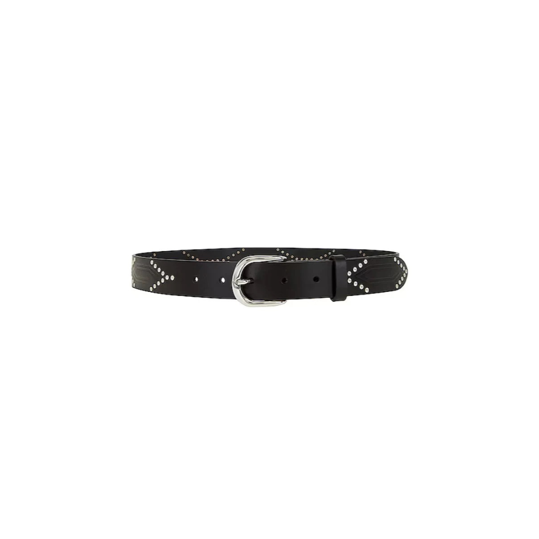 Isabel Marant Telly Leather Belt - Black/Silver