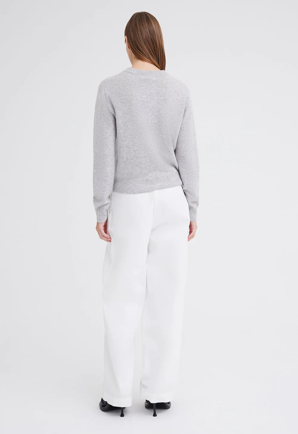 Jac + Jack Peter Cashmere Sweater - Pale Grey Marle