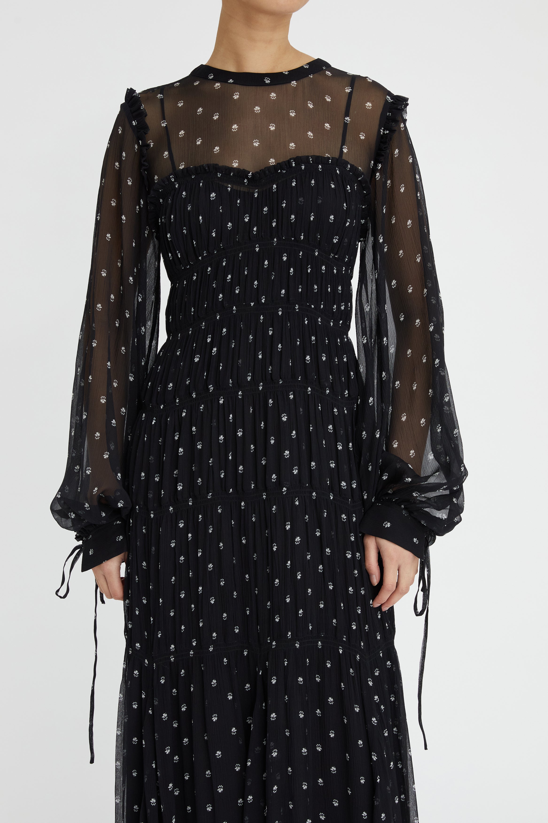 Lee Mathews Clemence Dress - Black Ditsy