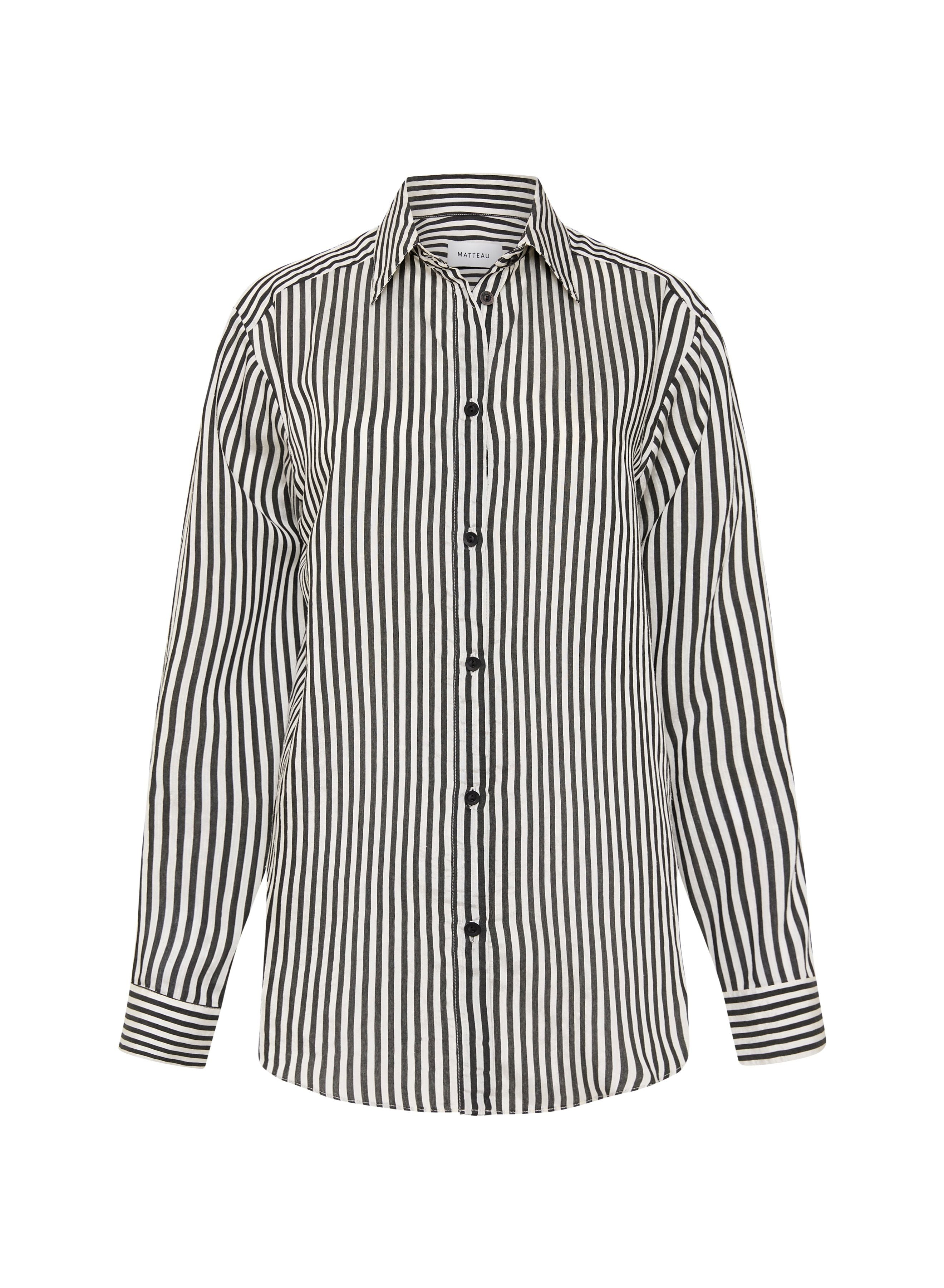 Matteau Classic Contrast Stripe Shirt - Ink Stripe
