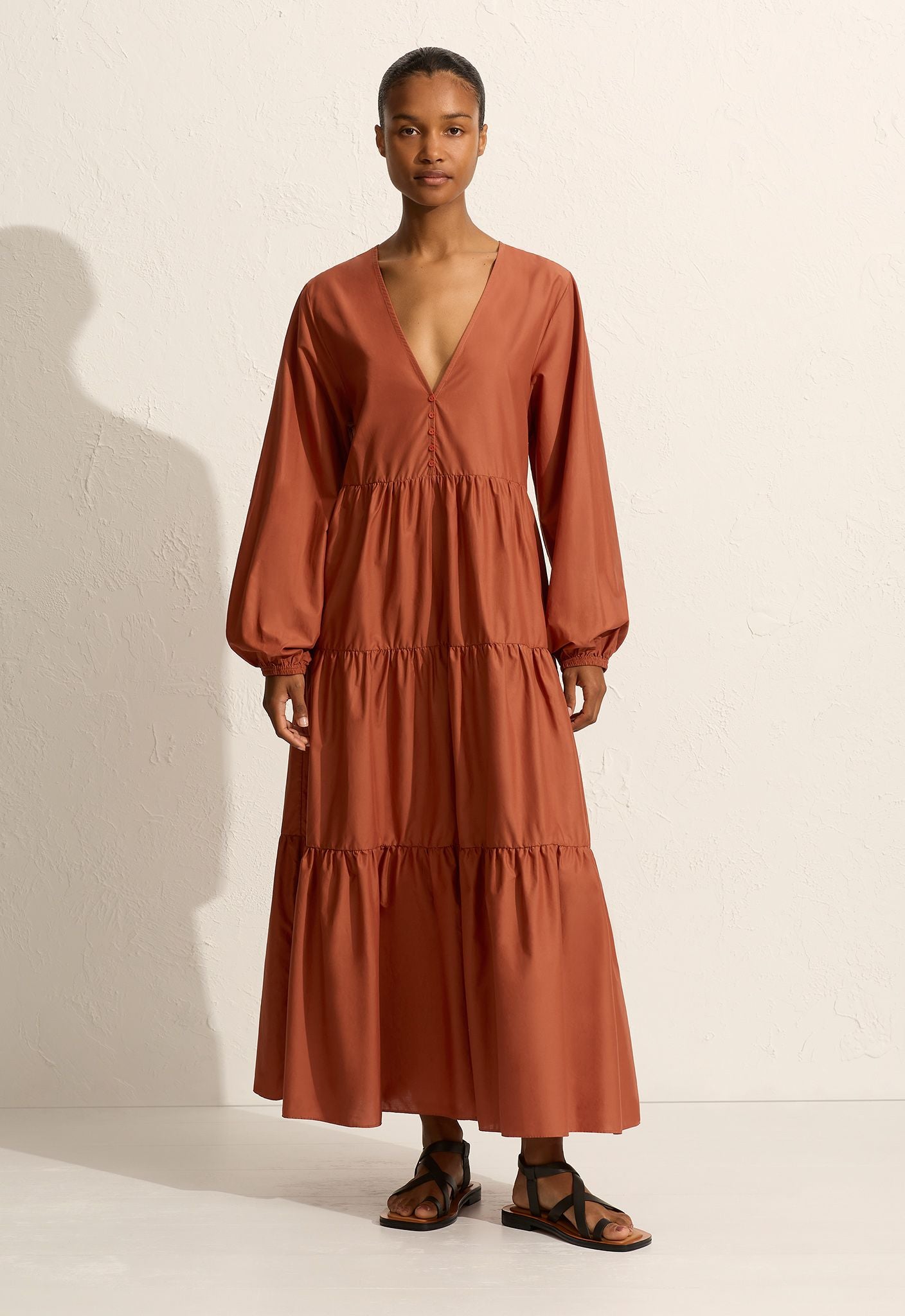 Matteau Long Sleeve Plunge Dress - Sienna