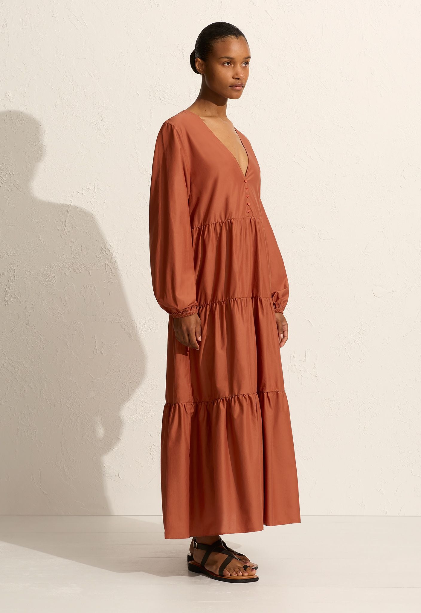 Matteau Long Sleeve Plunge Dress - Sienna