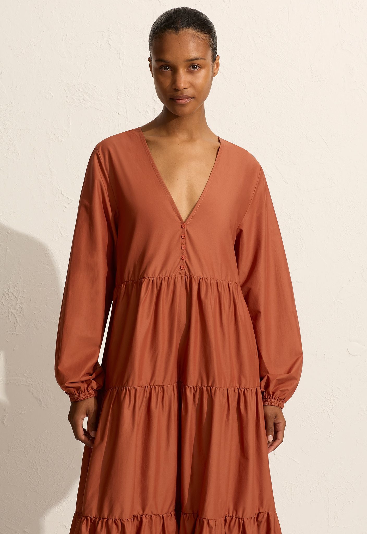 Matteau Long Sleeve Plunge Dress - Sienna