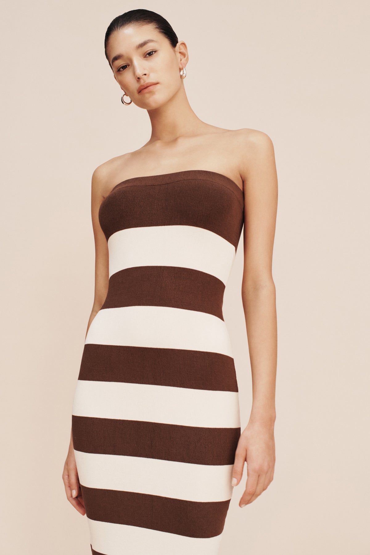 Posse Theo Strapless Dress - Chocolate Stripe