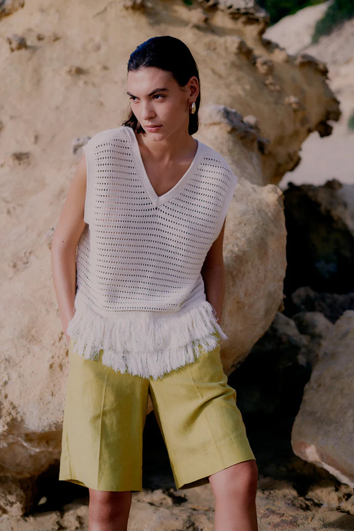 Second Female Mantova Knit V-Neck - Antique White