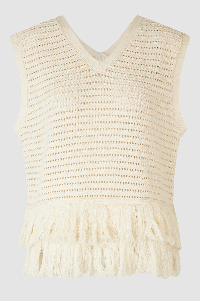 Second Female Mantova Knit V-Neck - Antique White