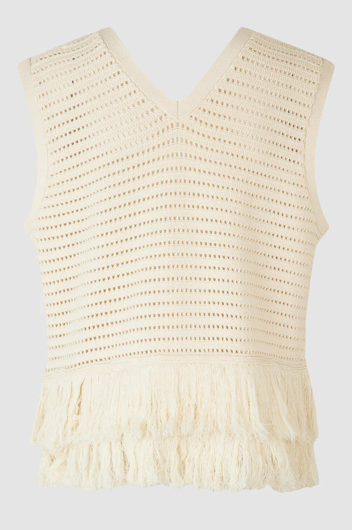 Second Female Mantova Knit V-Neck - Antique White