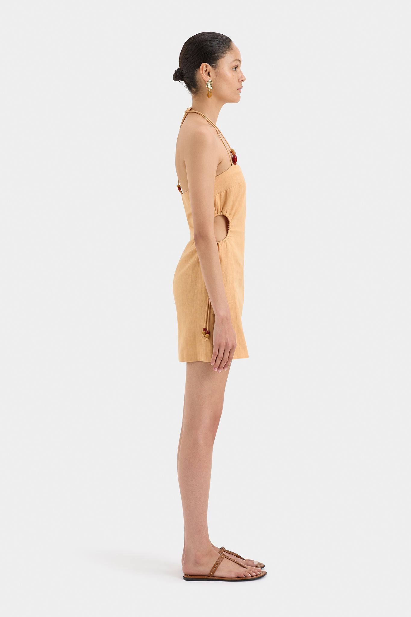 SIR. Antonia Beaded Mini Dress - Light Tan