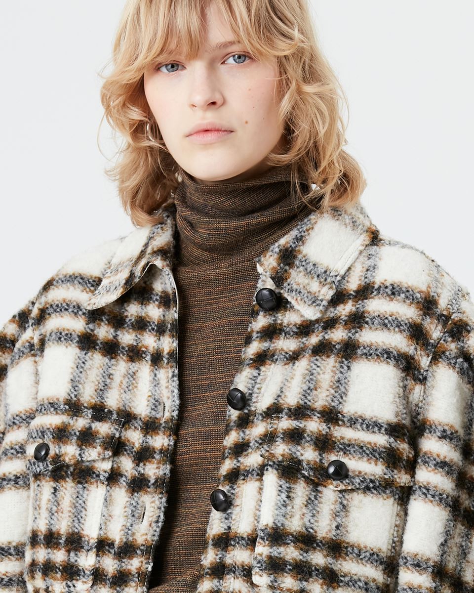 Isabel Marant Leiko Checked Coat - Ecru