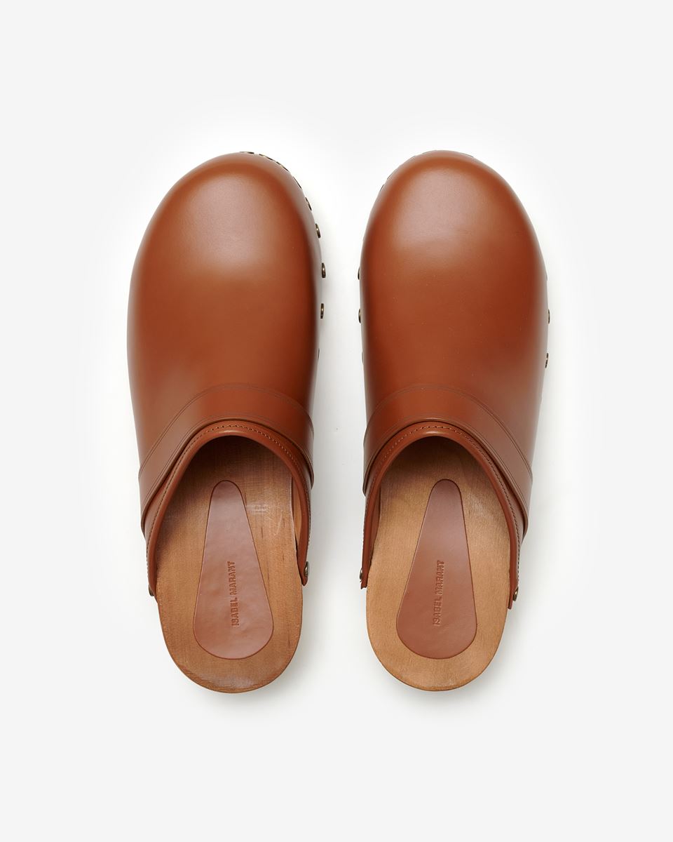 Isabel Marant Thalie Leather Clogs - Camel